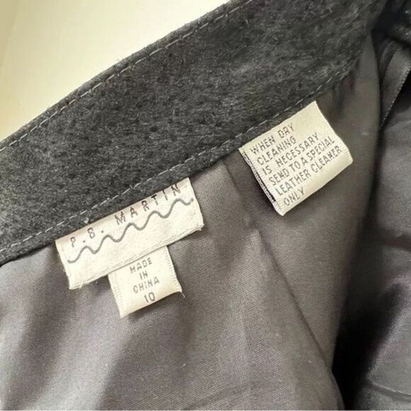 Vintage Black Suede Skirt leather Pencil Size 10 Back Slit P. B. Martin Goth - Picture 4 of 7